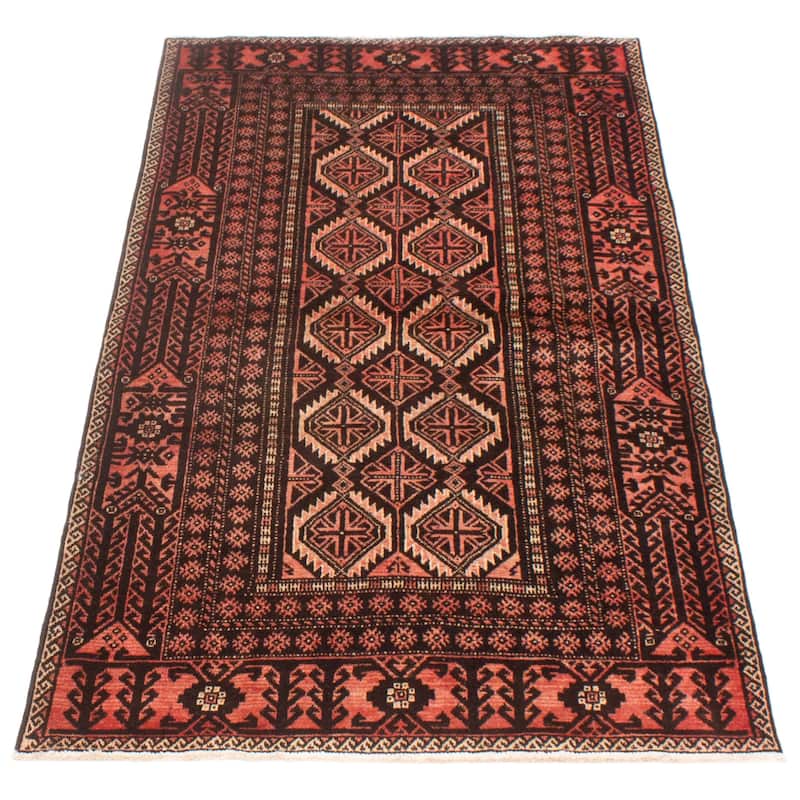 ECARPETGALLERY Hand-knotted Royal Baluch Black Wool Rug - 3'8 x 6'7