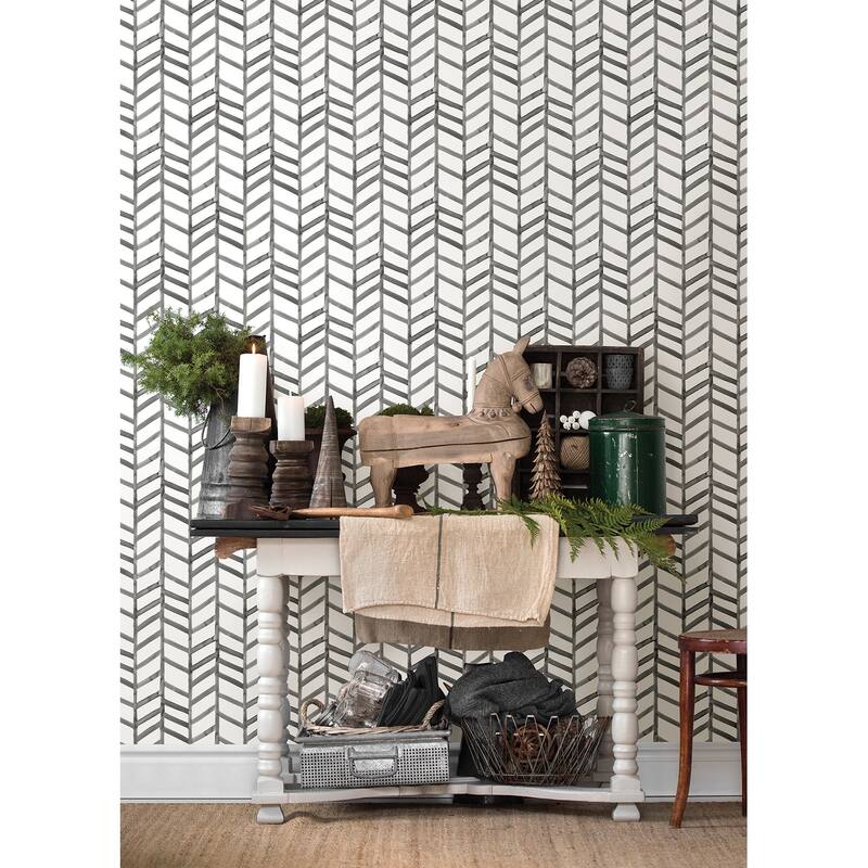 Chesapeake Fletching Black Geometric Wallpaper