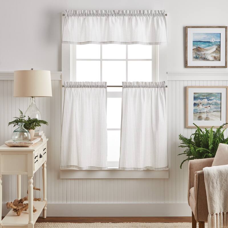 Martha Stewart Ticking Stripe 3-piece Curtain Tier and Valance Set