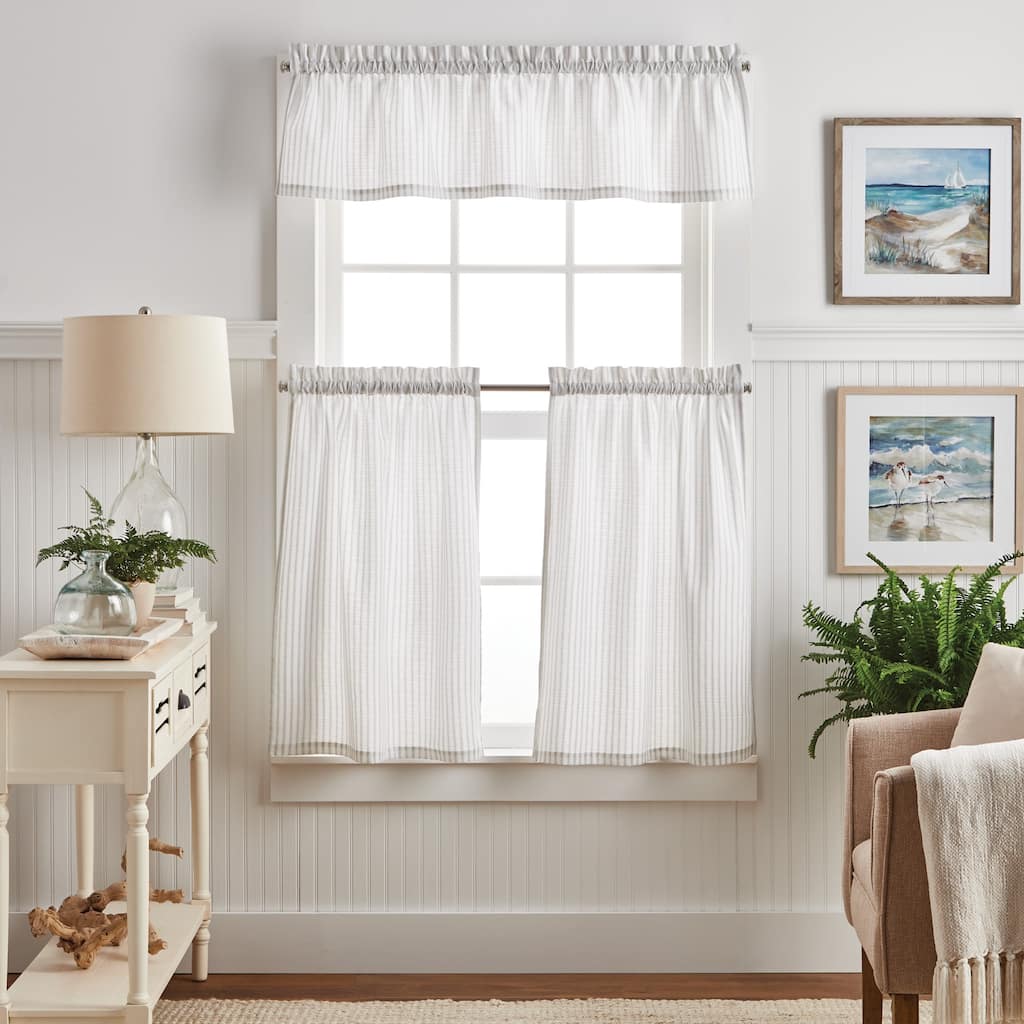 Martha Stewart Ticking Stripe 3-piece Curtain Tier and Valance Set