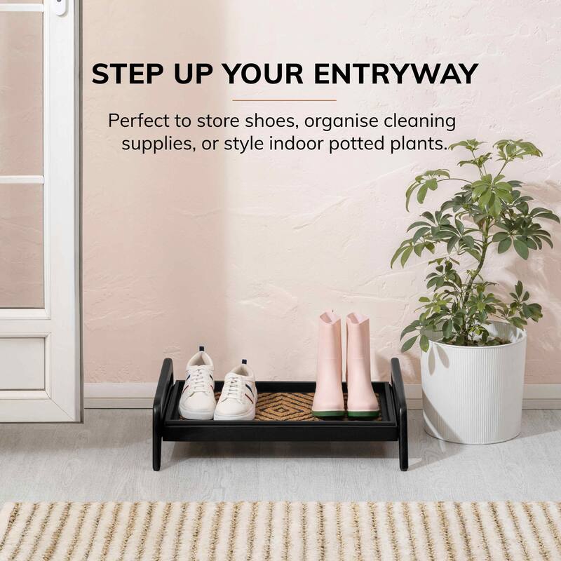 Jani Single-Tier Black Stand 2-Pair Rubber Boot Tray
