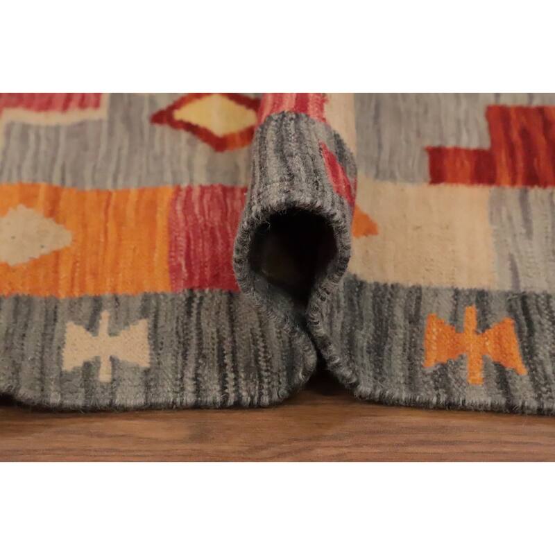 Hand Woven Oriental 100% Wool Carpet Southwestern Tribal Red Kilim Area Rug - 8' 2'' X 5' 1''
