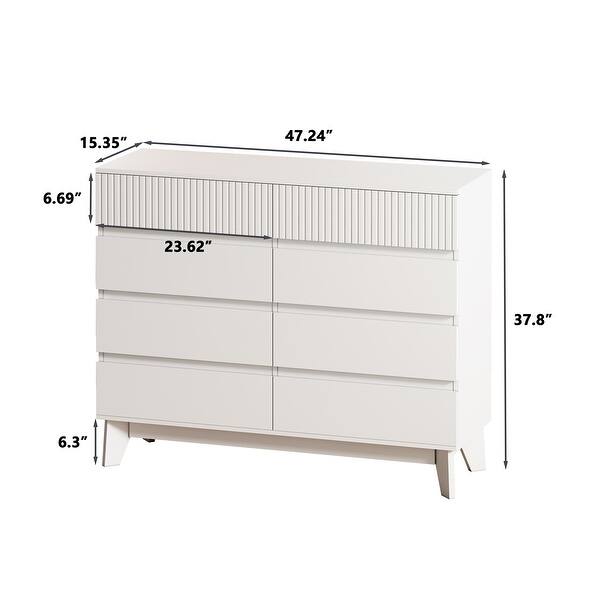 Modern 47.2'' Storage Sideboard with 8 Storage Drawers White