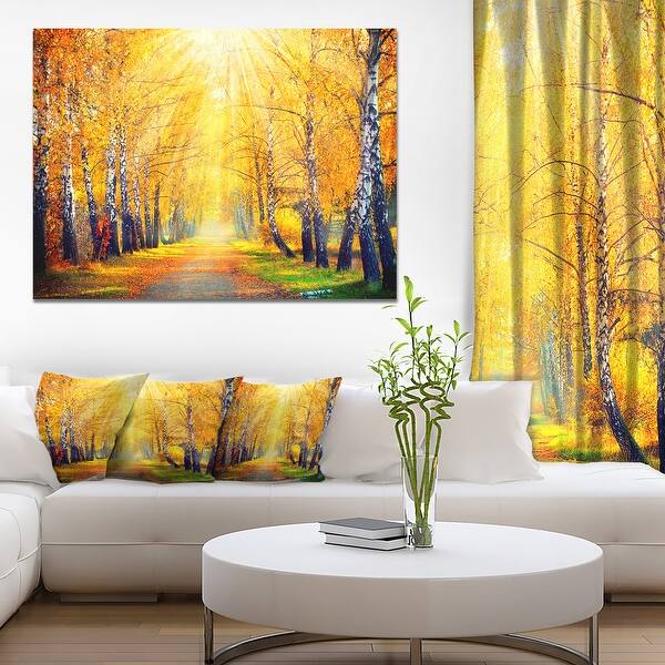 Yellow Autumn Trees in Sunray' Landscape Art Canvas Print - Overstock ...