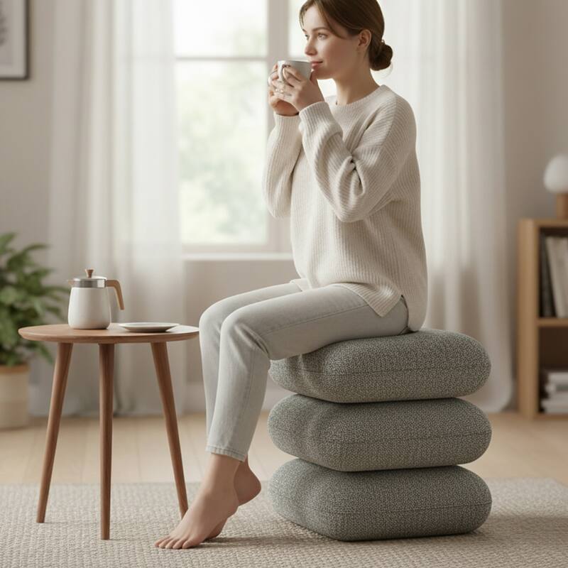 Modern 360° Swivel Multi-Layer Upholstered Ottoman