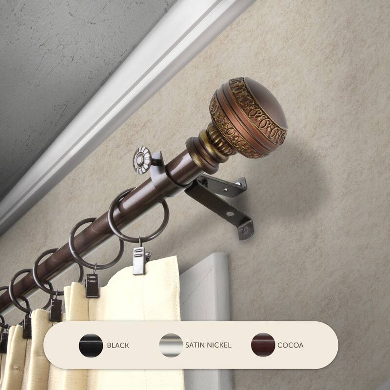 InStyleDesign Helena Adjustable Curtain Rod - 28 to 48 inches - Cocoa