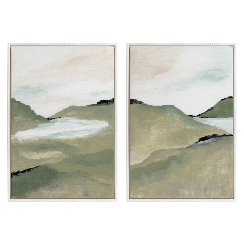 Sylvie Beaded Emerald Alps Framed Canvas Art Set by Nikita Jariwala - 2 Piece Set 23x33