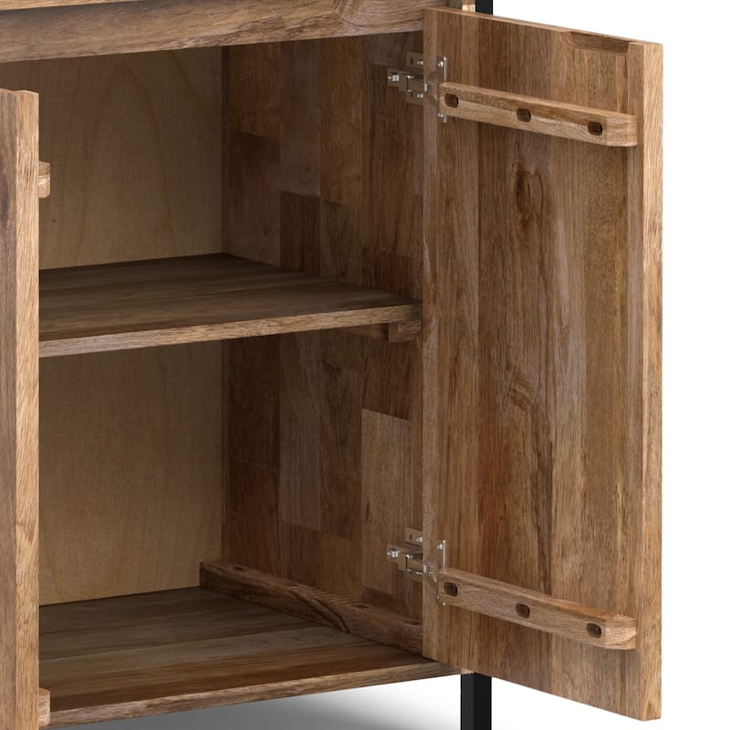WYNDENHALL Paola SOLID MANGO WOOD 74x30 inch Modern Large Bookshelf with Cabinet in Natural
