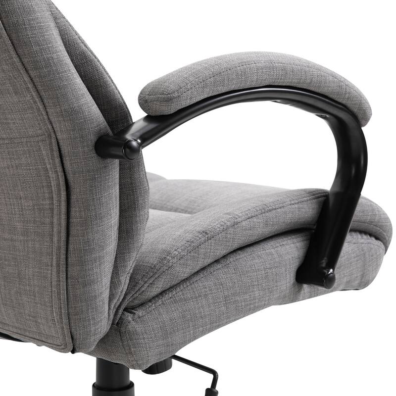 Office Chair with Wide Seat, Ergonomic Executive Computer Chair with Adjustable Height, Swivel Wheels and Linen Finish