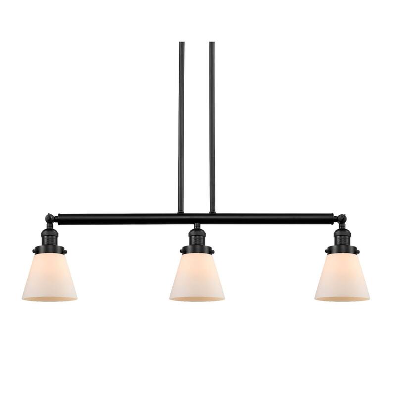 Innovations Lighting Small Cone 3 Light 39" Wide Linear Chandelier - Oil Rubbed Bronze / Matte White Cased