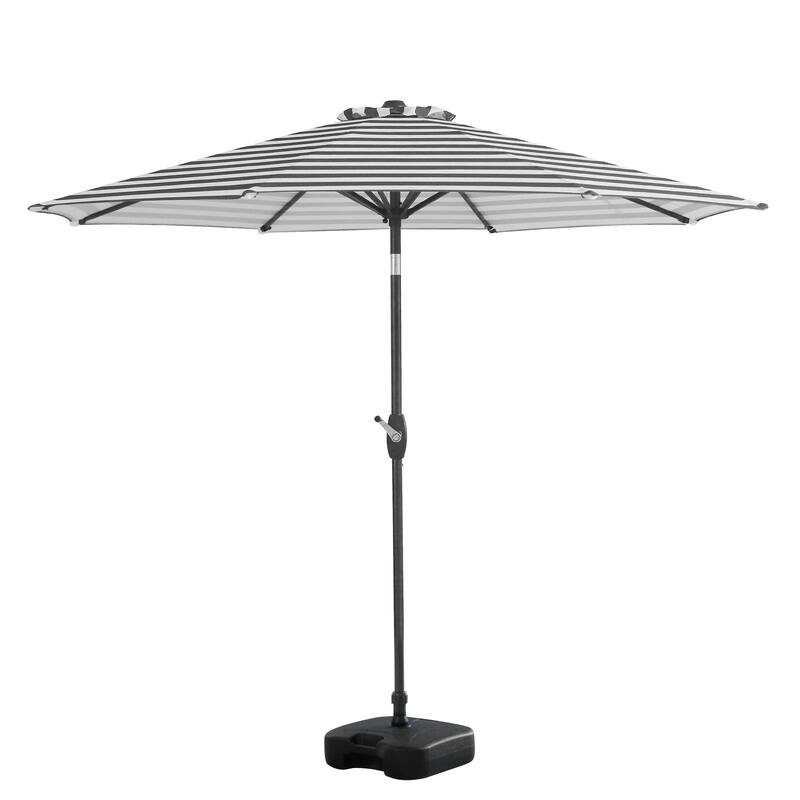 Amada 9 ft. Patio Umbrella with Fillable Base - Gray/White