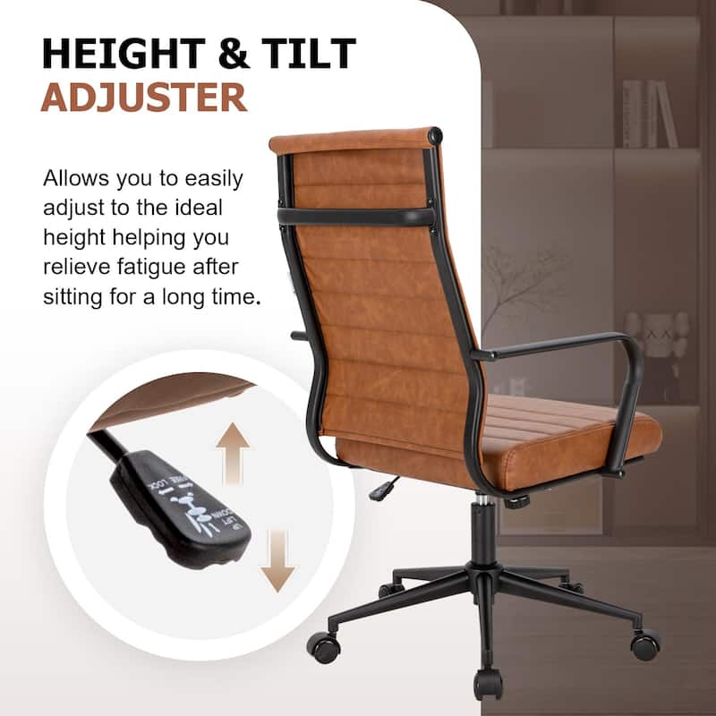 Ergonomic Office Chair Full-Grain Leather with Lumbar Support
