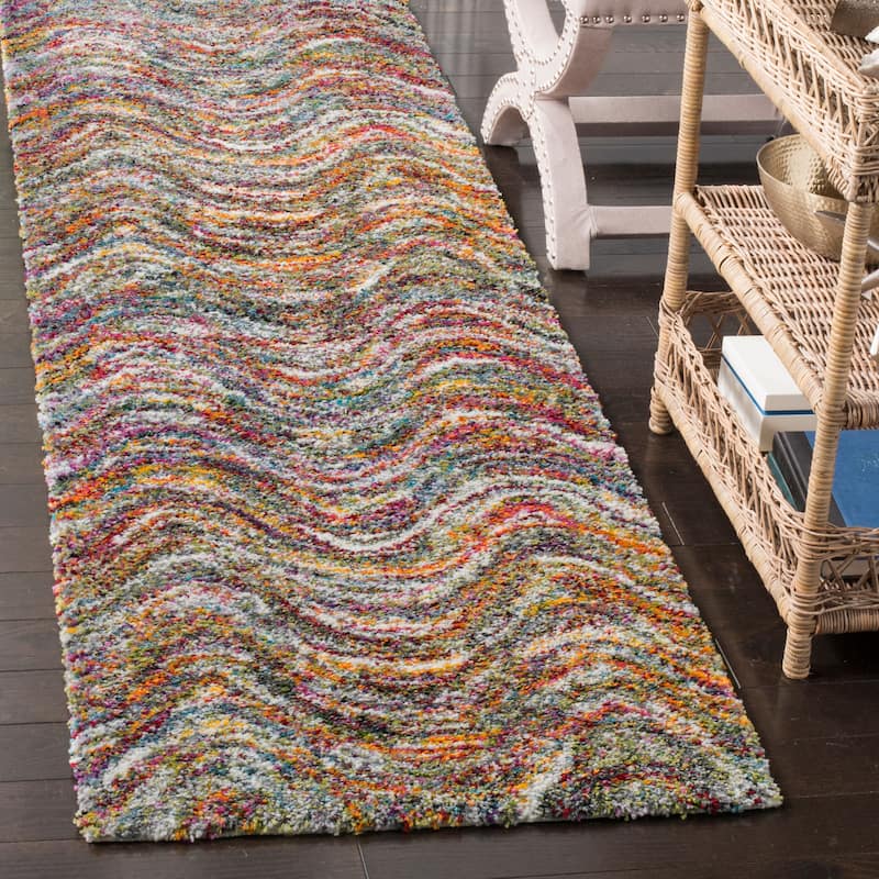 SAFAVIEH Fiesta Shag Wida Abstract Rug - 2'3" x 8' Runner - Multi