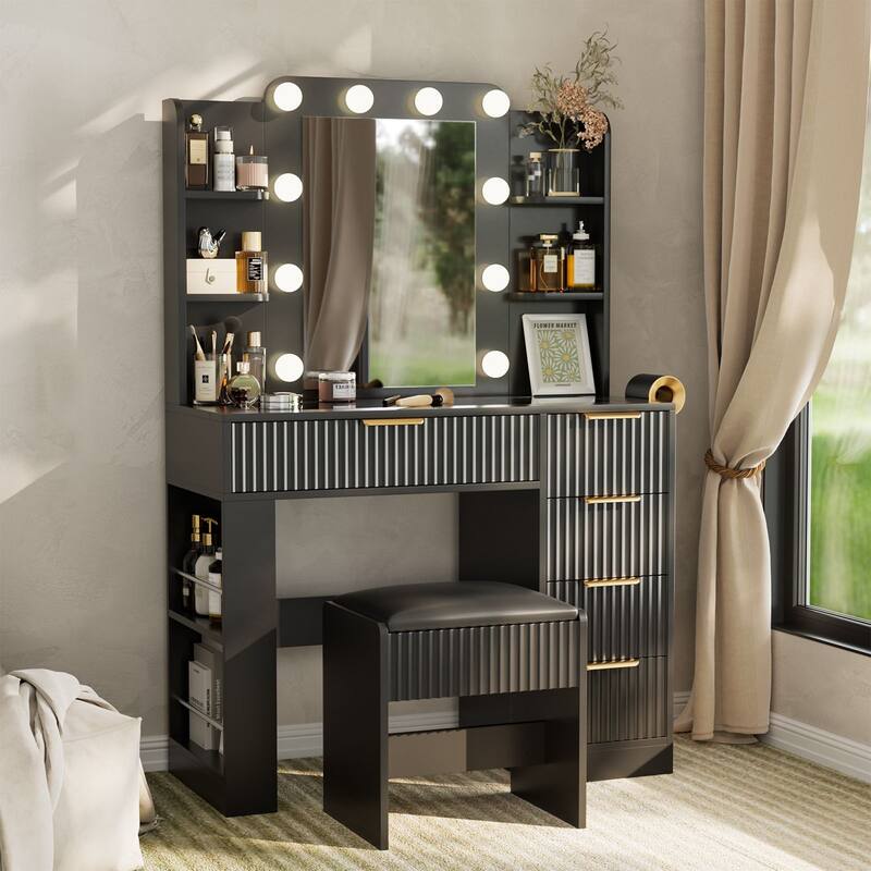 Meyreso Vanity Set With Lighted Mirror