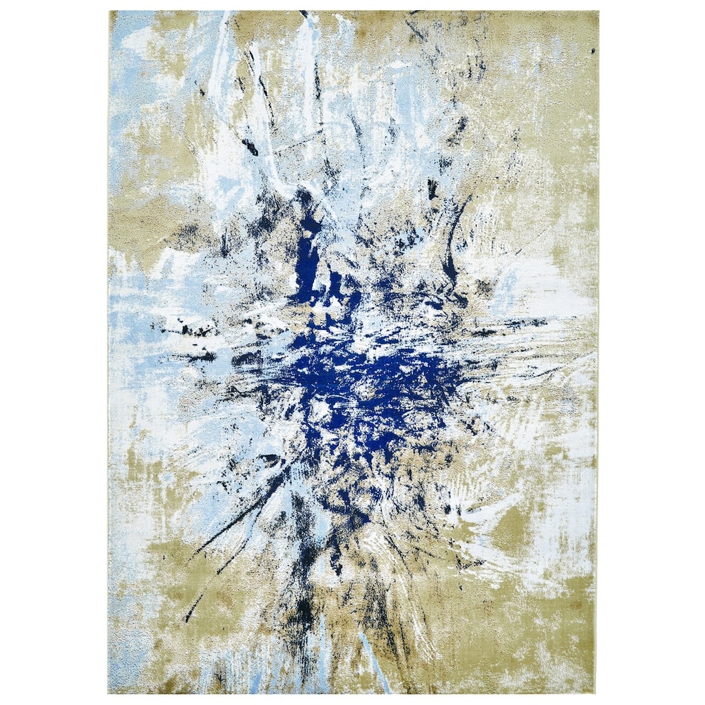 Crowford Abstract Splatter Print Rug, Gold/Dusk Blue, Area Rug