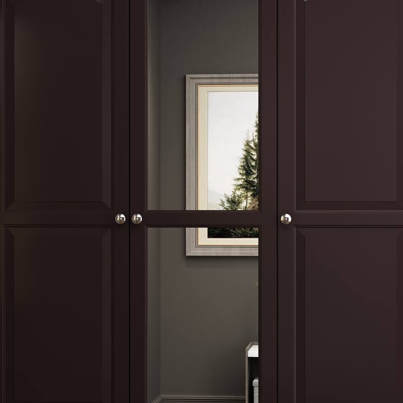 47.2" Lacquered Armoires Wardrobes With Mirror Door 5 Drawer in White