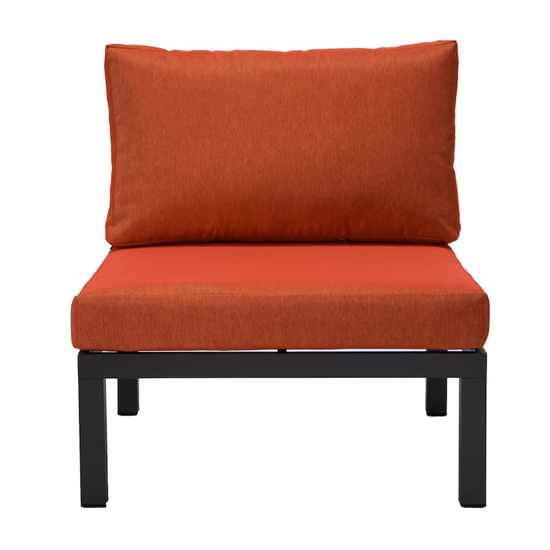 LeisureMod Hamilton 4-Piece Modern Patio Chair Polyester Upholstered Sofa for Indoor Outdoor Porch Garden Backyard Pool