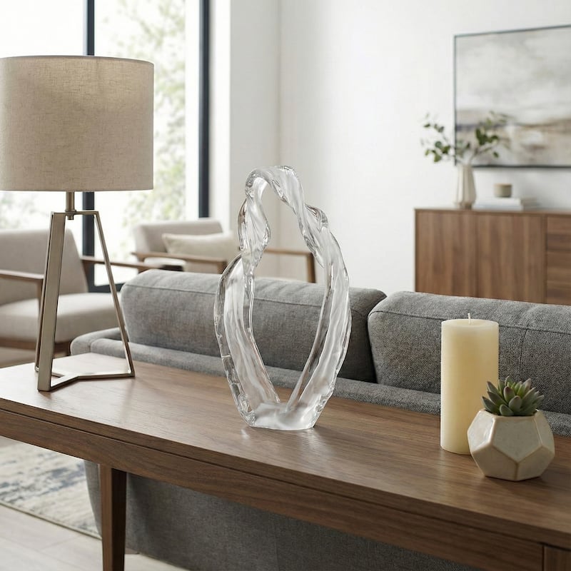 Modern Decorative Glass Sculpture for Home Decor - 14", White - 13.25" - White - 13.25"