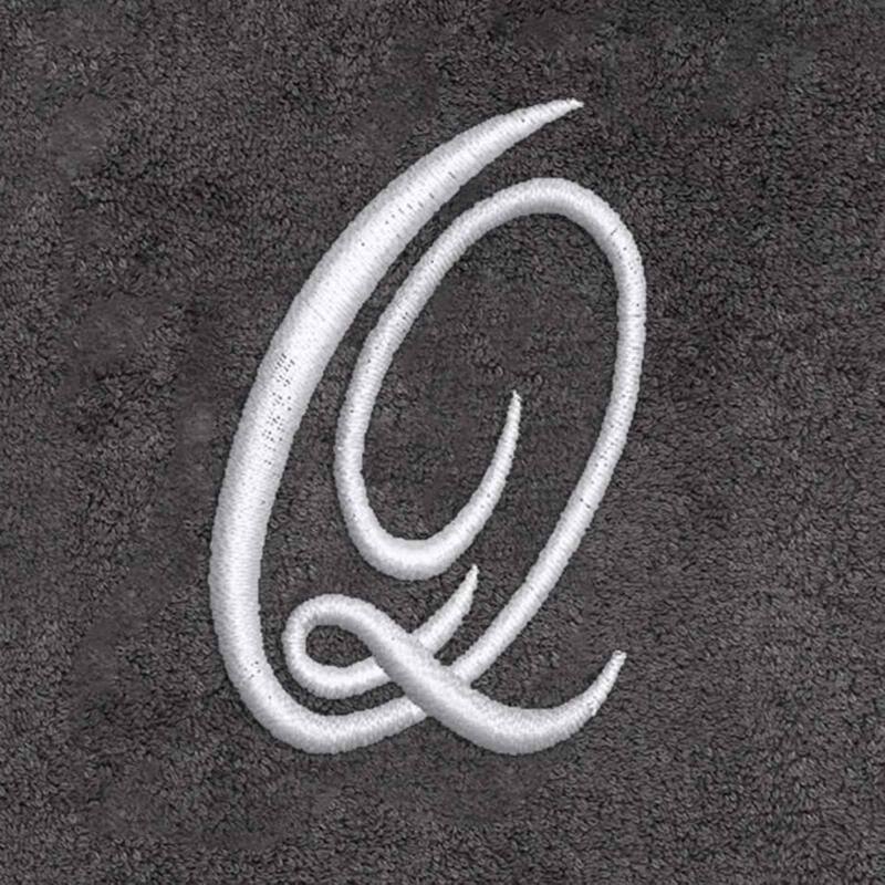 Avanti Linens Granite/Silver Script Monogram Hand Towel Letter Q - Hand Towel
