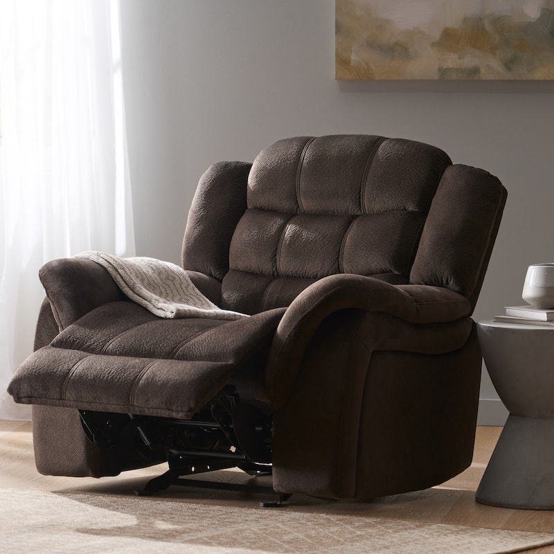 Roomfitters Classic Design, Brown Plush Fabric, Glider Recliner