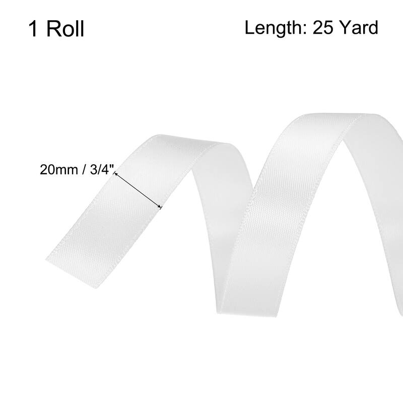 Satin Ribbon Grosgrain Thin Solid Silk Wedding Bouquet Ribbon Decor - Pure White - 3/4" x 25 Yard