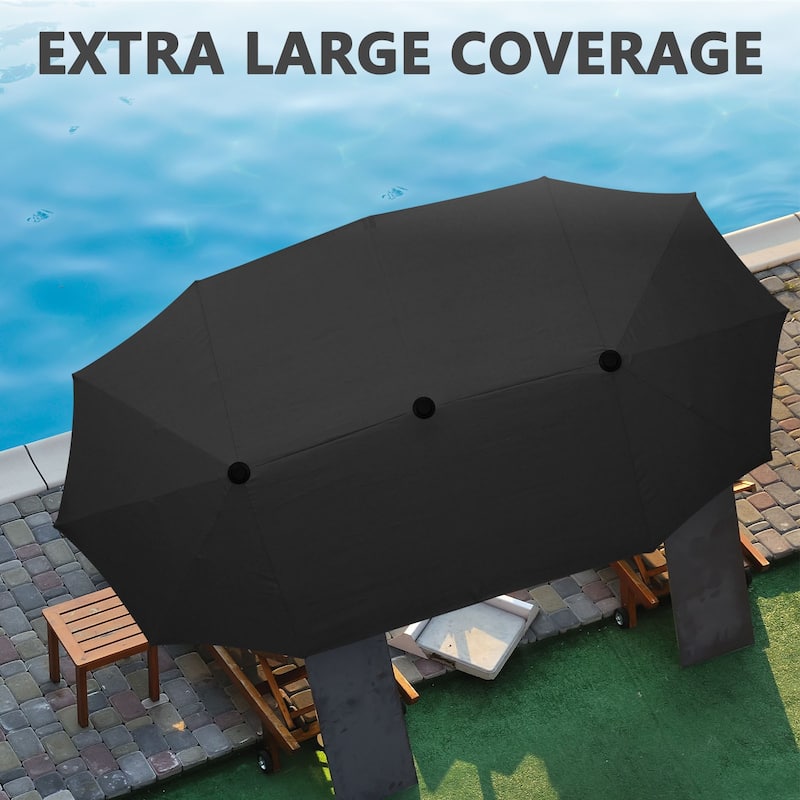 Ainfox 13Ft Large Outdoor Patio Umbrella with Crank With Base