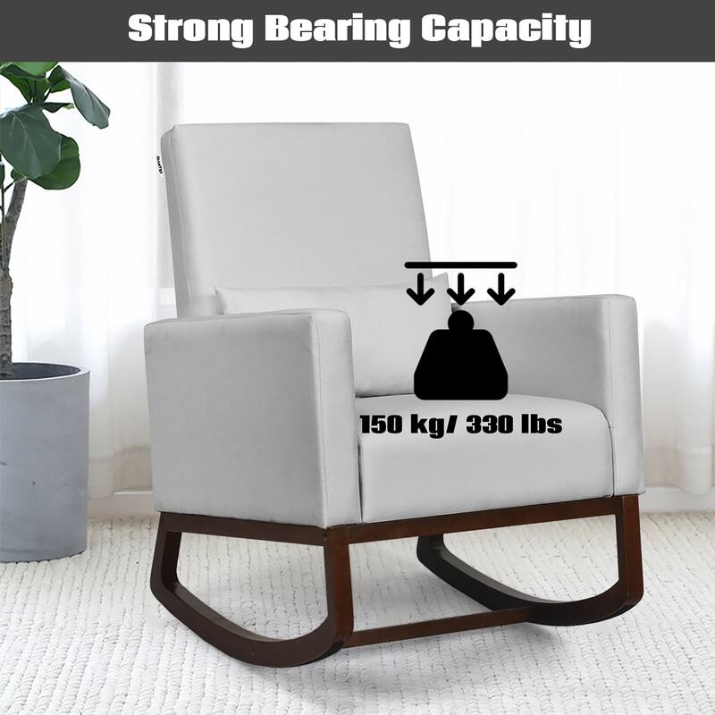 Costway Set of 2 Dual-use Upholstered Rocking Chair w/Pillow Light