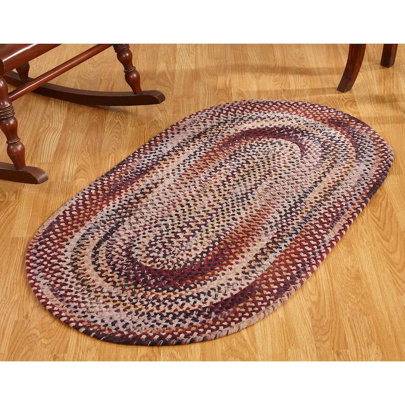 Ombre Soft Chenille Braided Rugs - 5' x 7' Oval - Burgundy