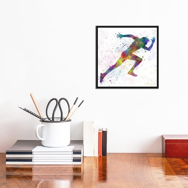 iCanvas "Man Running Sprinting Jogging I" by Paul Rommer Framed Canvas Print