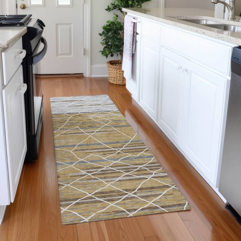 Premium Washable Super Soft Modern Himalaya Mayfield Rug - 2'3" x 7'6" - Gold