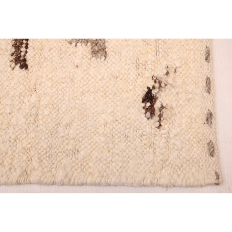 ECARPETGALLERY Flat-Weave Marrakech Cream Wool Kilim - 5'2 x 7'8