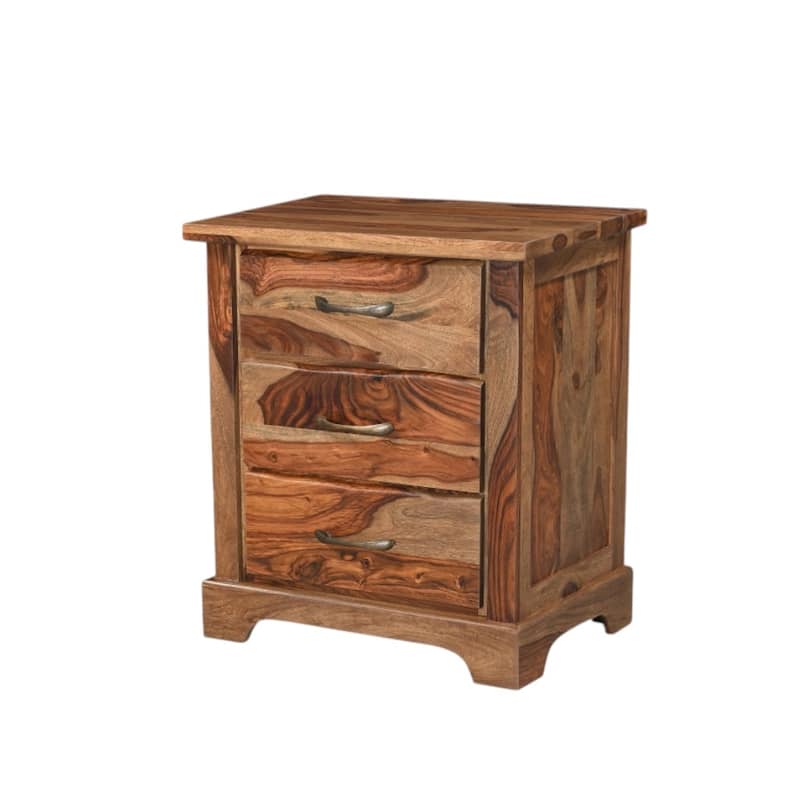 HomeRoots 27" Brown Solid Wood Live Edge Three Drawer Nightstand