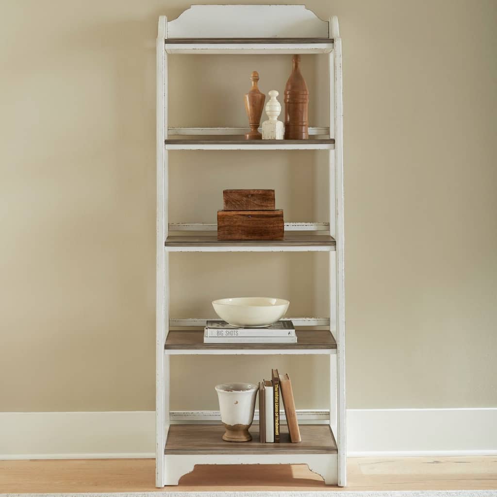 Liberty Furniture Magnolia Manor Leaning Pier Display Bookcase - Width 28" x Depth 17" x Height 72"