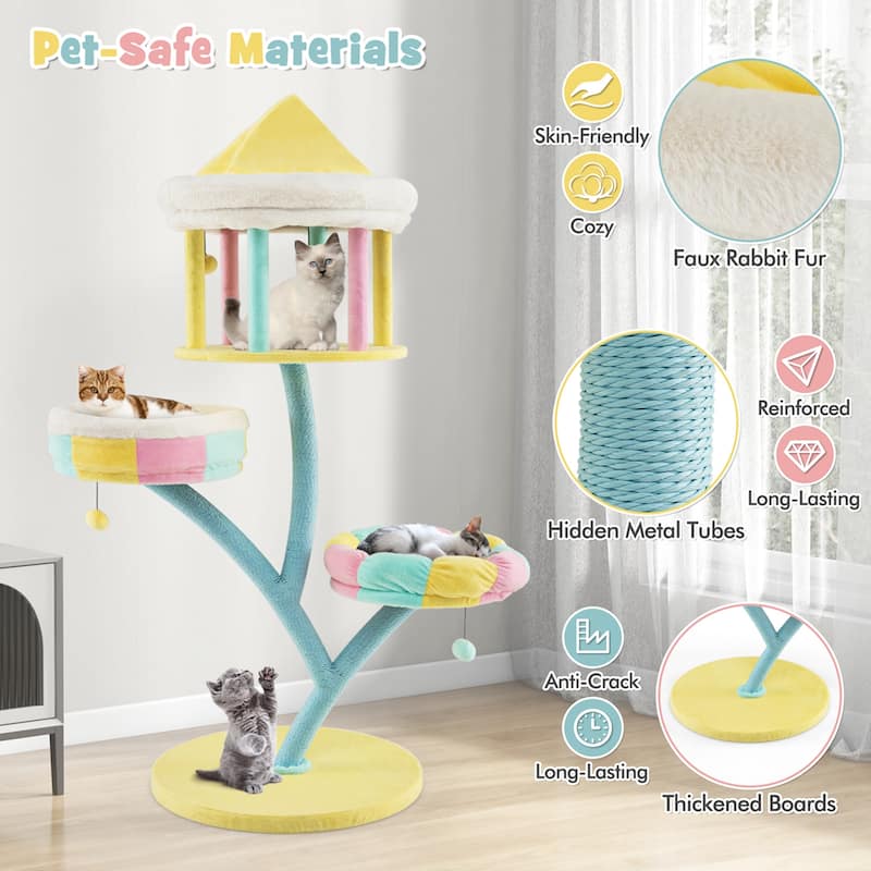 Costway Multi-Layer Cat Tree Cat Tower with Open Condo 2 Removable - See Details