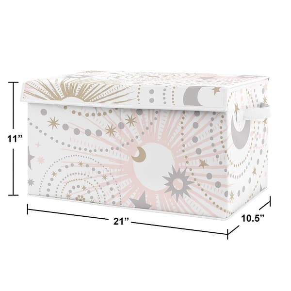 Sweet Jojo Blush Pink, Gold and Grey Star and Moon Celestial Collection Girl Kids Fabric Toy Bin Storage