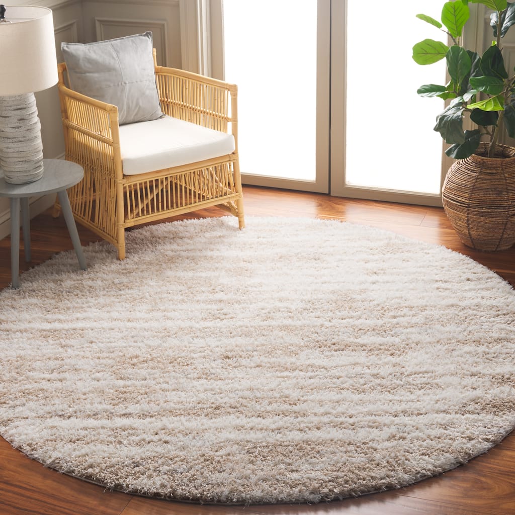 SAFAVIEH Lindsay Shag Shirlene Modern Abstract 2-inch Thick Rug - 6'7" Round