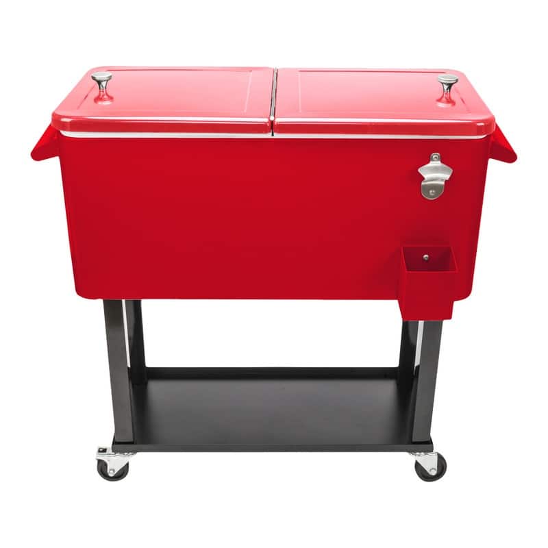 80Qt Red Box Black Square Foot Tube With Drain Pipe Freezer Incubator - Red