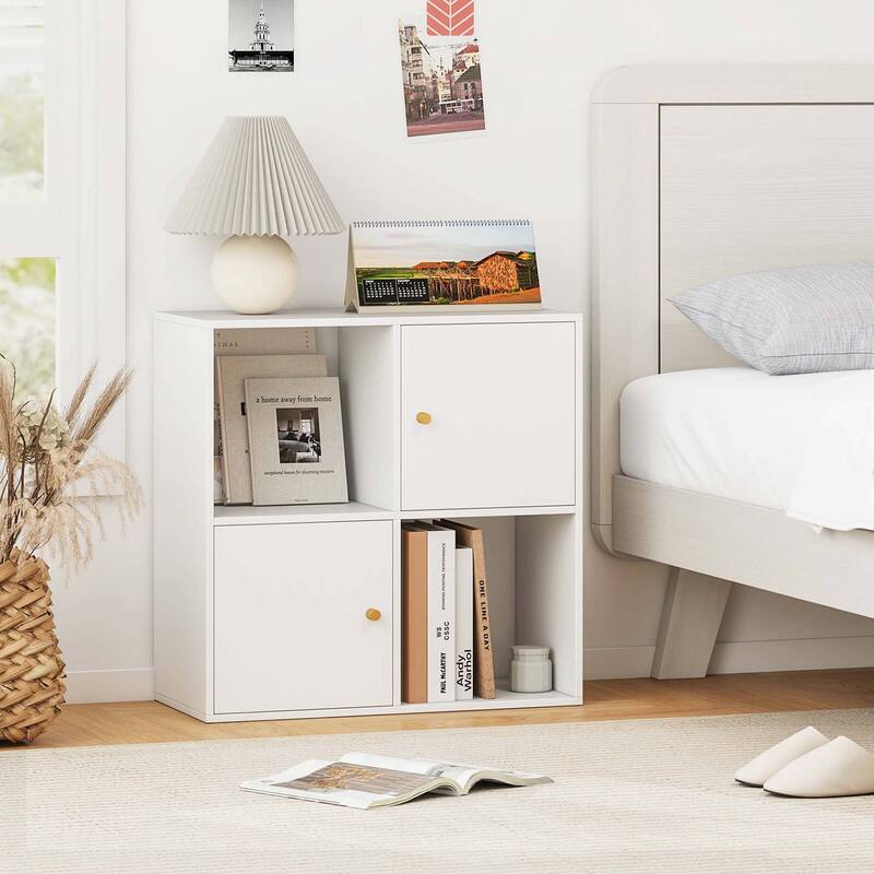 Costway 4-Cube Bookcase with Dual Anti-Tipping Kits & 2 Cabinets - See Details