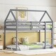 preview thumbnail 1 of 5, Grey Twin over Twin House-Shaped Bunk Bed with Ladder, Guardrails, and Low Height Design Grey - Twin