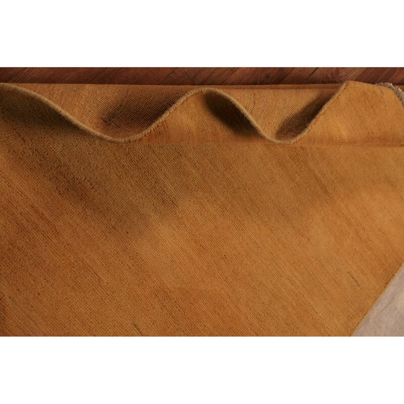 Yellow & Rust Gabbeh Oriental Rug Hand-Knotted Wool Carpet - 2'11" x 5'1"