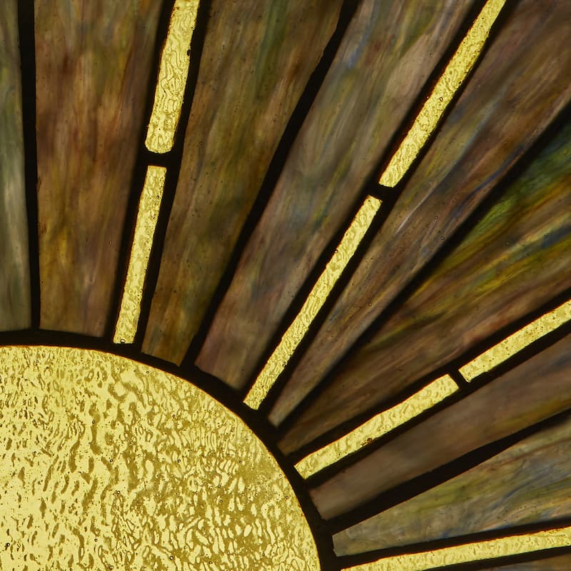 Sunrise/Sunset River of Goods Multicolored Stained Glass Window Panel - 14" x 0.25" x 8"