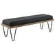 preview thumbnail 1 of 3, Chad Dark Blue Upholstered Bench with Hairpin Legs Dark Blue