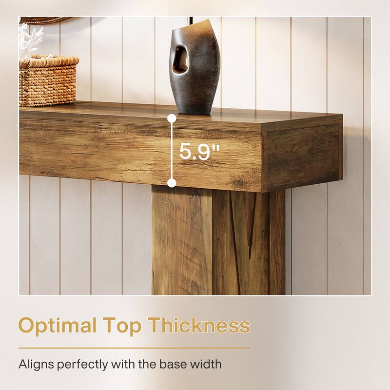 63-Inch Wood Narrow Console Sofa Table with Pedestal for Entryway