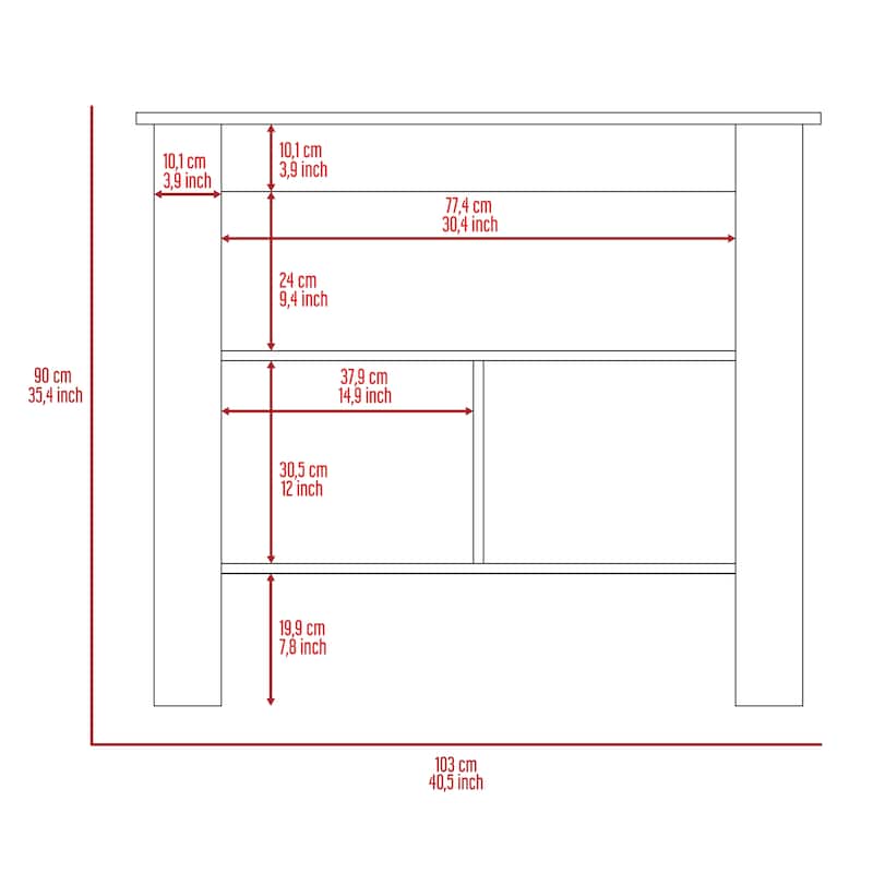 3-Shelf Kitchen Island with Open Shelf