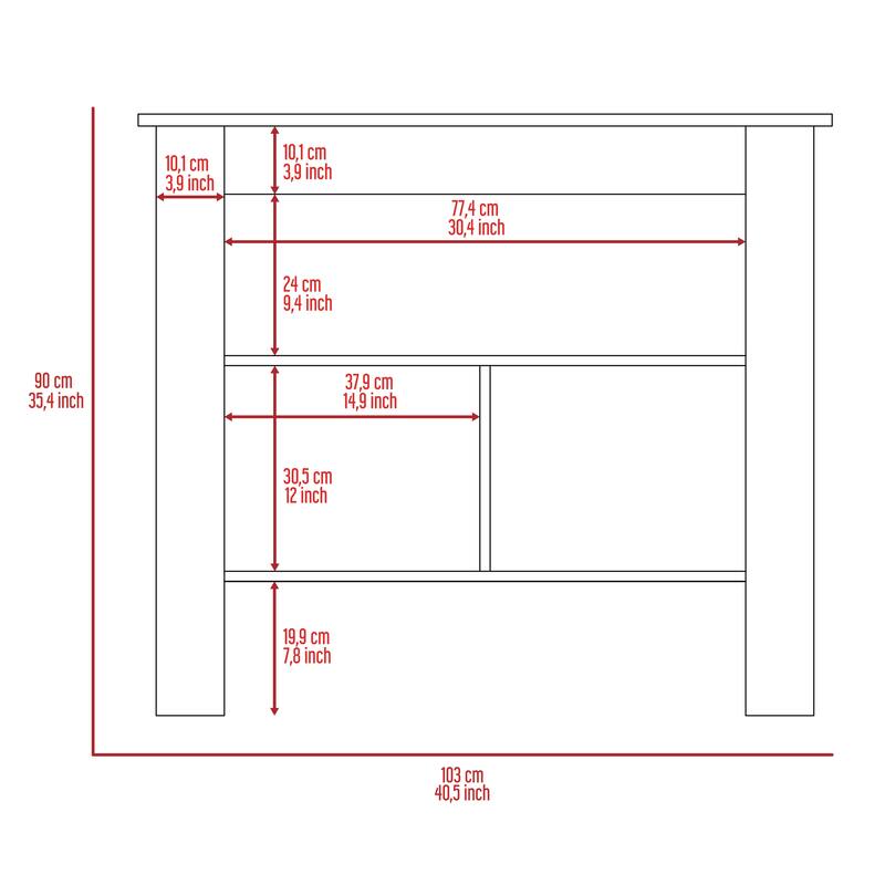 Kitchen Island Antibacterial, Three Shelves, Four Legs