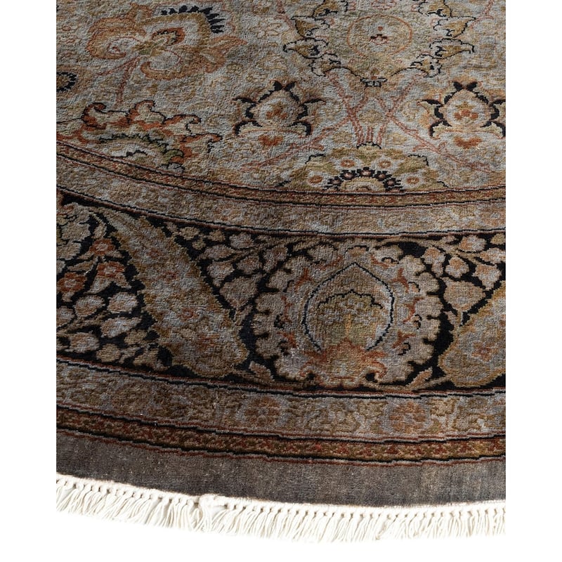 Overton Hand Knotted Wool Vintage Inspired Modern Contemporary Overdyed Gray Round Area Rug - 7' 1" x 7' 1"