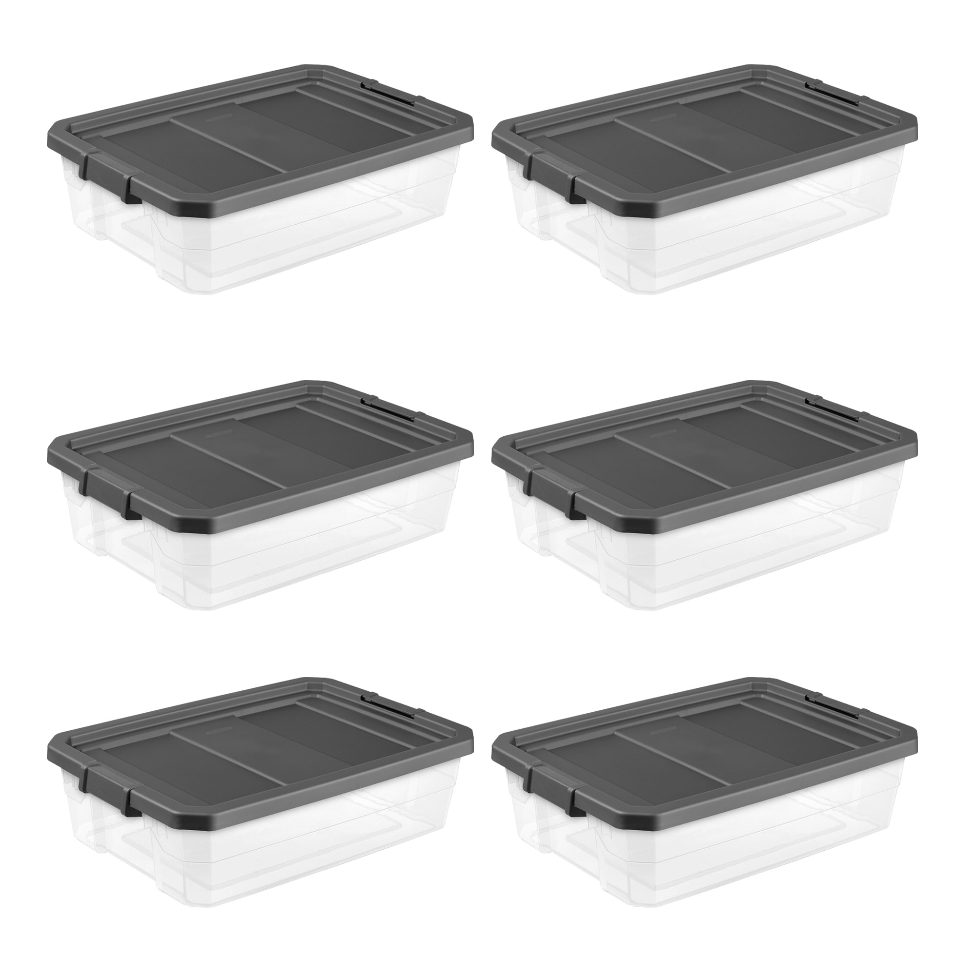 Homz 64 qt Secure Latching Large Clear Plastic Storage Bin w/ Gray Lid (4 Pack)