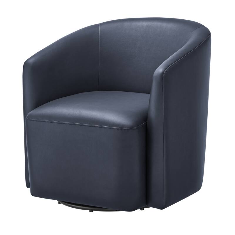 Leather Swivel Barrel Chair 30 Inch Compact 360 Degree