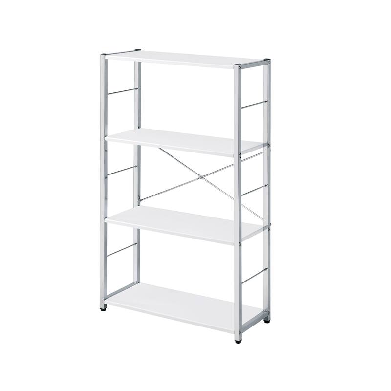 White and Chrome Finish Bookshelf