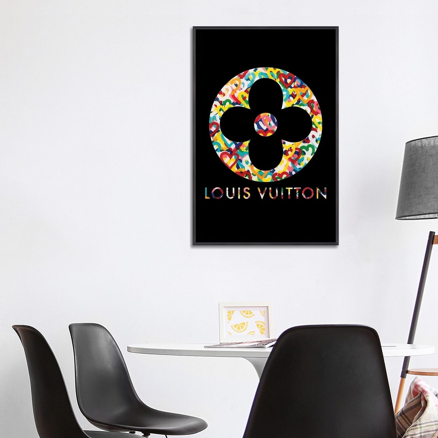 iCanvas LV Flower Logo Black by TJ Framed Canvas Print - Bed Bath &  Beyond - 36657204